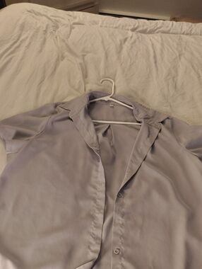 Light Lavender Satin Button-Up Blouse